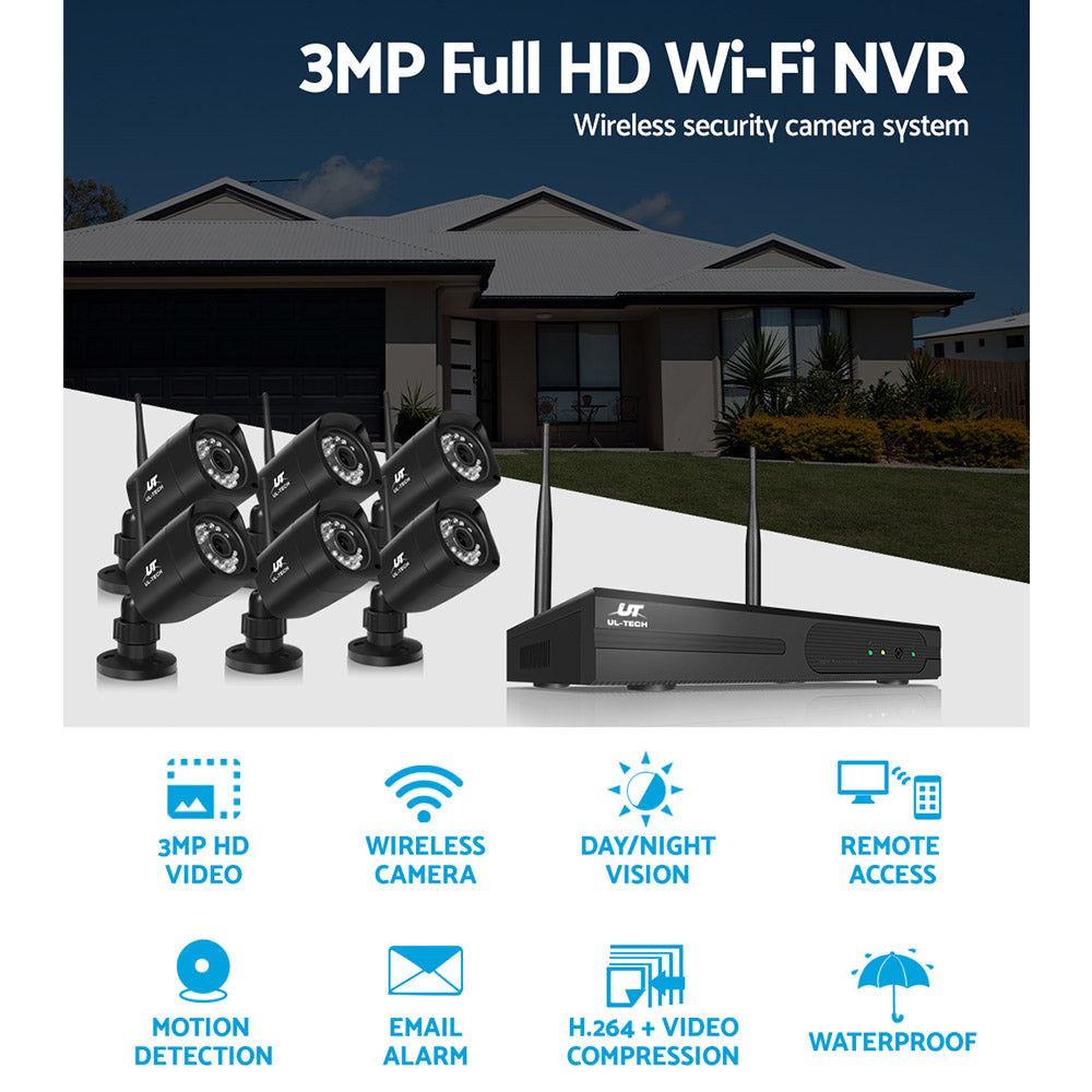 UL-TECH 1080P 8CH NVR Wireless 6 Security Cameras Set UL-TECH