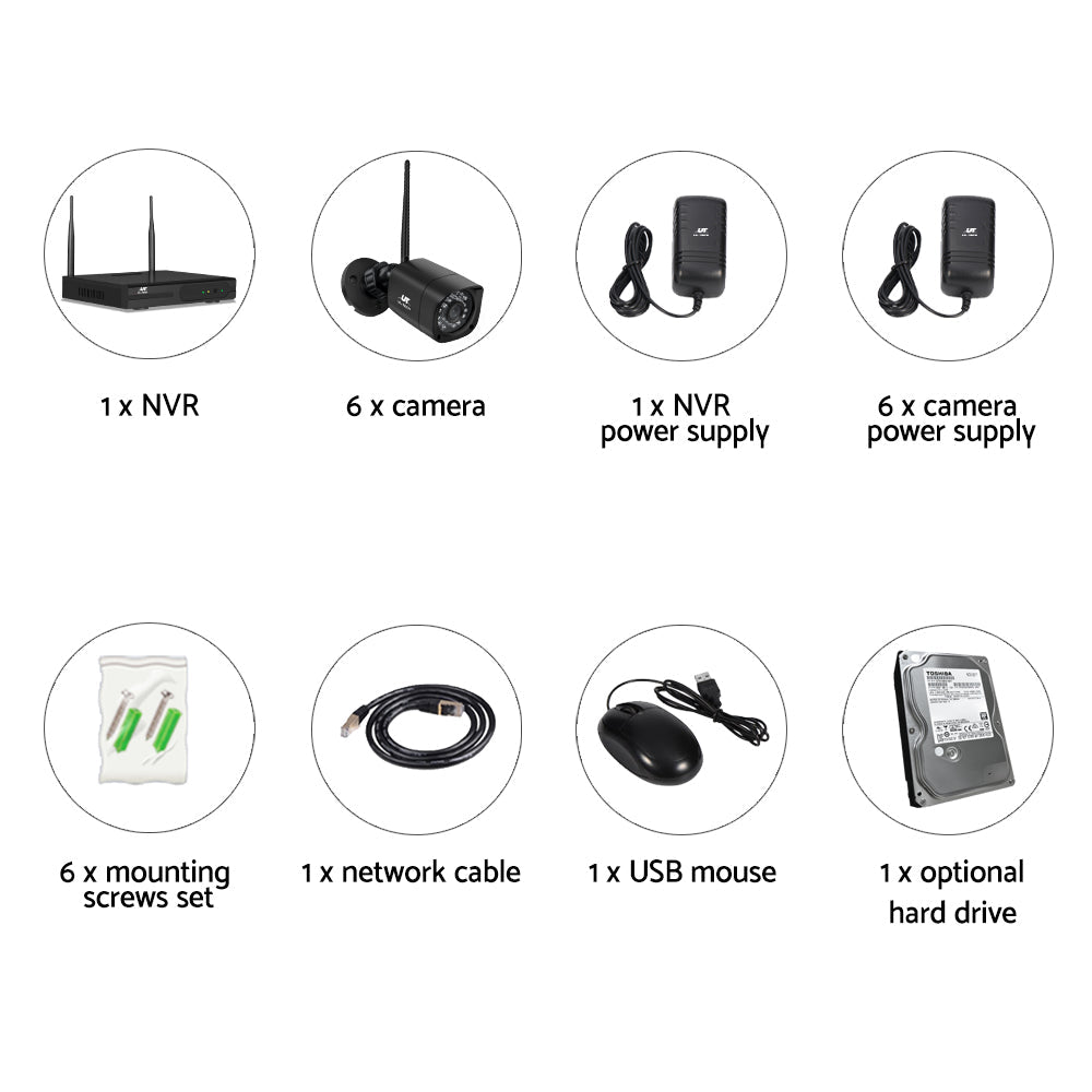 UL-tech CCTV Wireless Security Camera System 8CH Home Outdoor WIFI 6 Square Cameras Kit 1TB UL-TECH