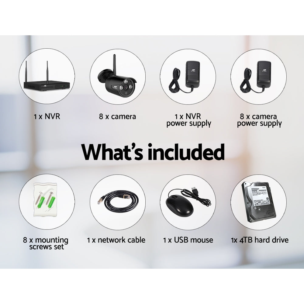 UL-tech Wireless CCTV Home Security Camera System WIFI Outdoor 8CH 3MP NVR 4TB UL-TECH