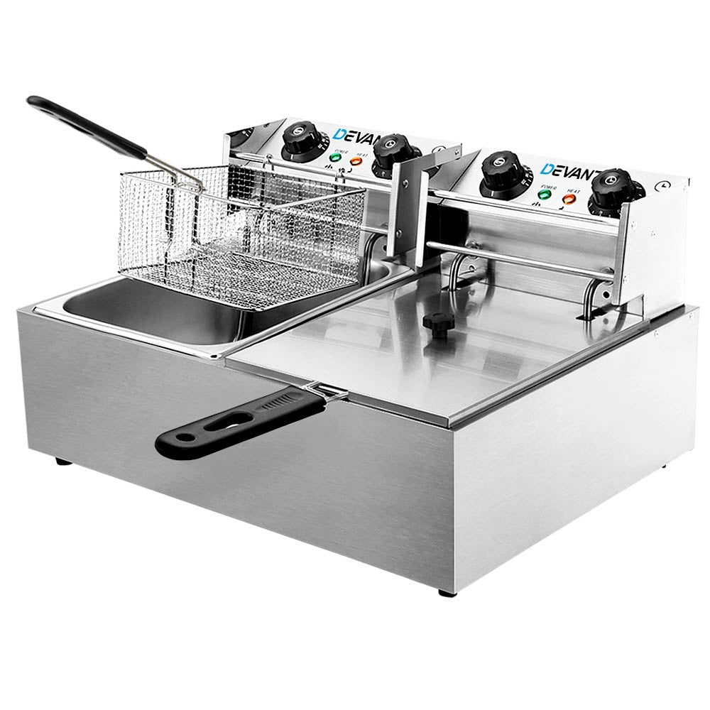 Devanti Electric Commercial Deep Fryer Twin Frying Basket Chip Cooker Kitchen freeshipping - Awezingly