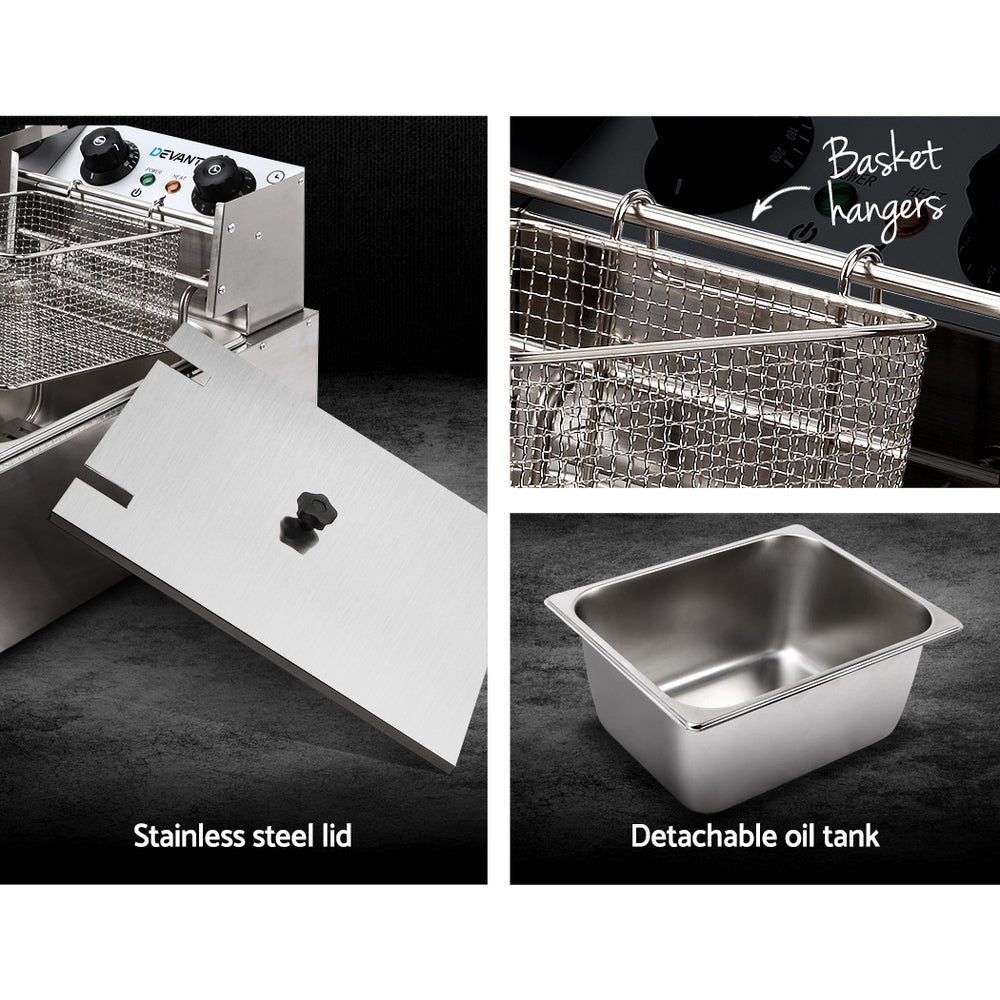 Devanti Electric Commercial Deep Fryer Twin Frying Basket Chip Cooker Kitchen freeshipping - Awezingly