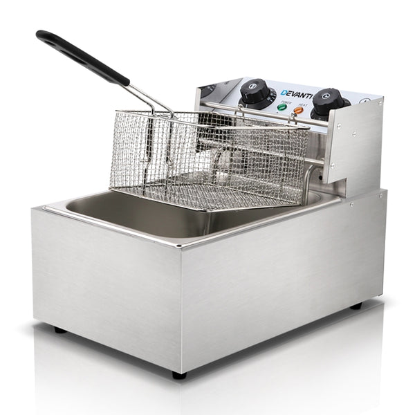 Devanti Commercial Electric Single Deep Fryer - Silver freeshipping - Awezingly