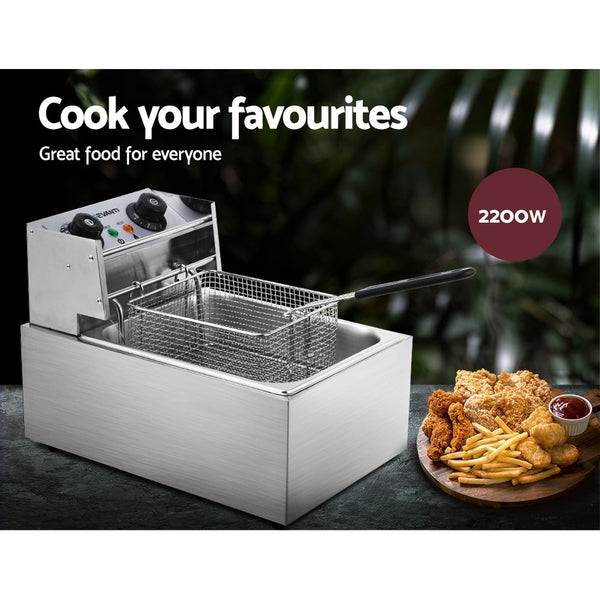 Devanti Commercial Electric Single Deep Fryer - Silver freeshipping - Awezingly