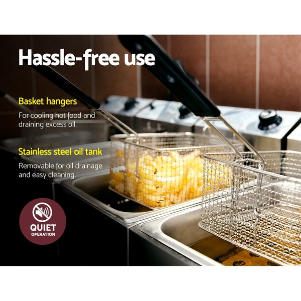 Devanti Commercial Electric Single Deep Fryer - Silver freeshipping - Awezingly