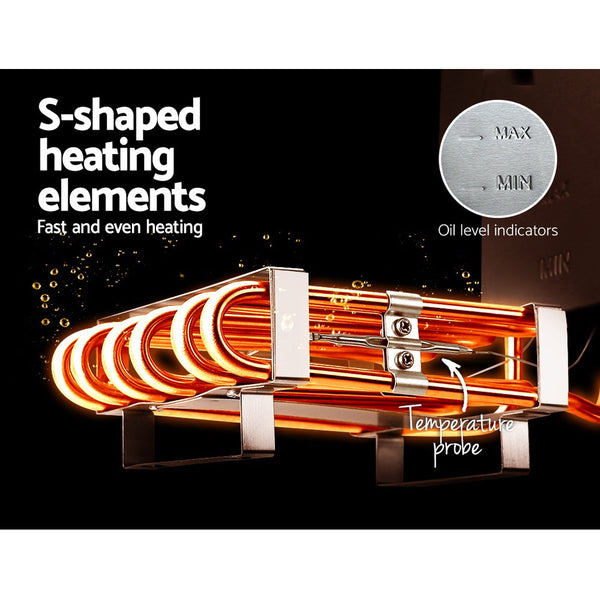 Devanti Commercial Electric Deep Fryer Twin Frying Basket Chip Cooker Countertop Devanti