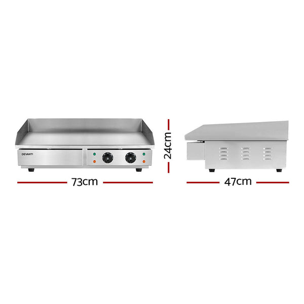 Devanti Commercial Electric Griddle BBQ Grill Hot Plate Stainless Steel 4400W Devanti