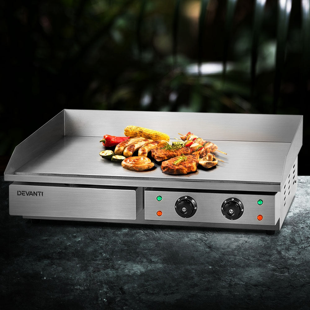 Devanti Commercial Electric Griddle BBQ Grill Hot Plate Stainless Steel 4400W Devanti