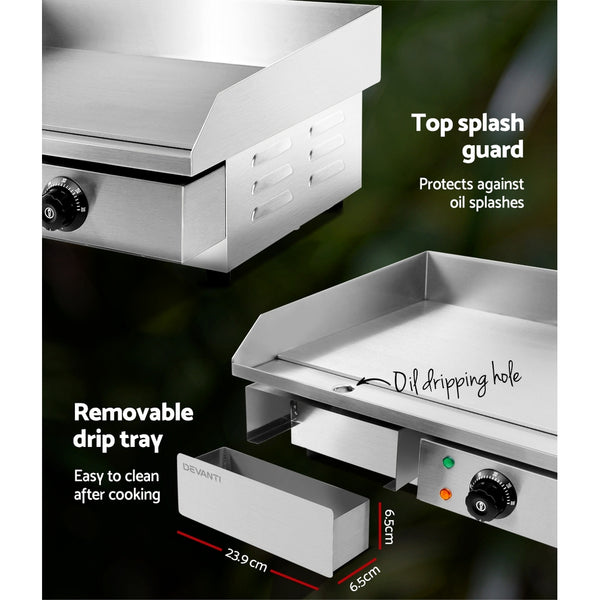 Devanti 3000W Electric Griddle Hot Plate - Stainless Steel freeshipping - Awezingly