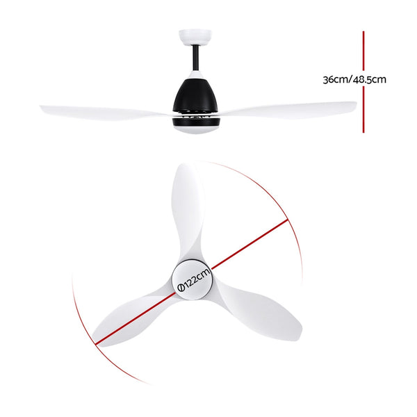 Devanti 48'' Ceiling Fan Light Remote Control DC Motor White 3 Blades 1300mm freeshipping - Awezingly