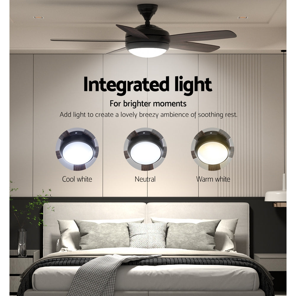 Devanti 52'' Ceiling Fan 5 Wooden Blades Fans LED Light Remote Control Timer Devanti