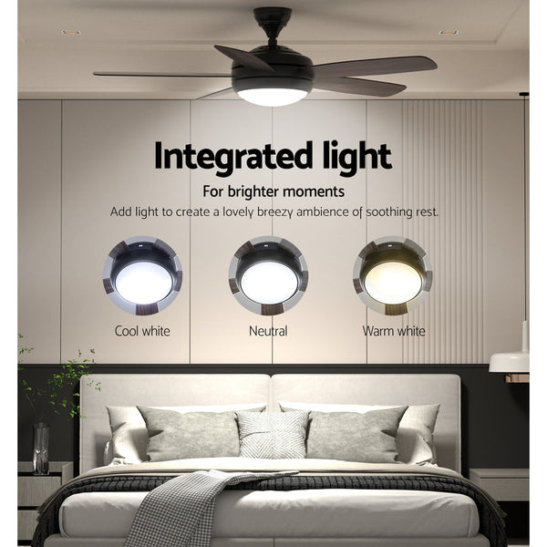 Devanti 52'' Ceiling Fan 5 Wooden Blades Fans LED Light Remote Control Timer Devanti