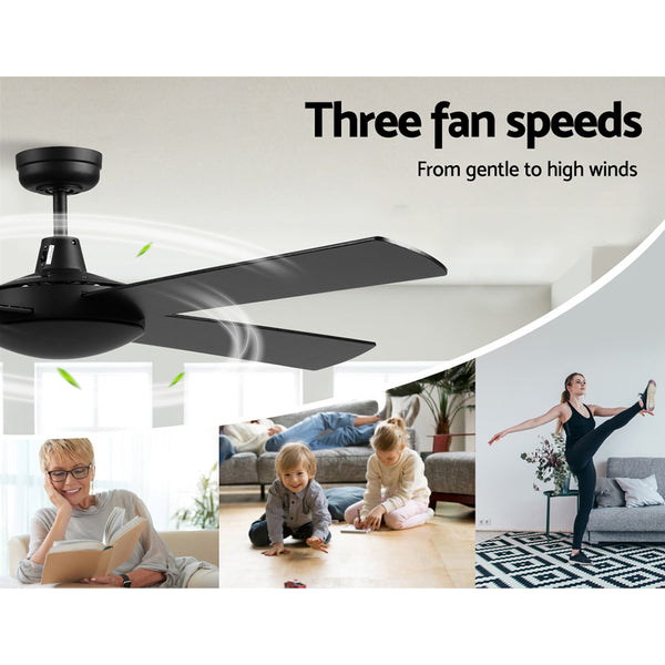 Devanti 52'' Ceiling Fan w/Remote - Black freeshipping - Awezingly