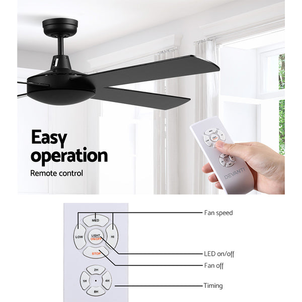 Devanti 52'' Ceiling Fan w/Remote - Black freeshipping - Awezingly