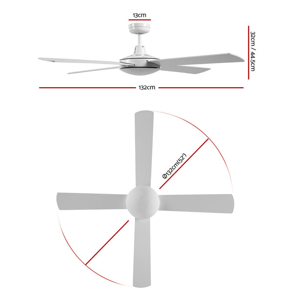 Devanti 52'' Ceiling Fan w/Remote - White freeshipping - Awezingly