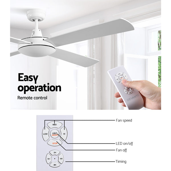 Devanti 52'' Ceiling Fan w/Remote - White freeshipping - Awezingly
