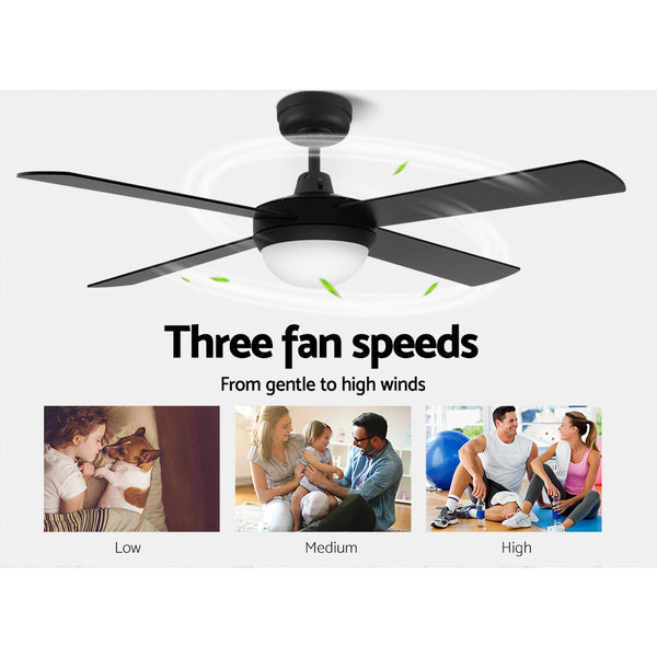 Devanti 52'' Ceiling Fan w/Light w/Remote Timer - Black freeshipping - Awezingly