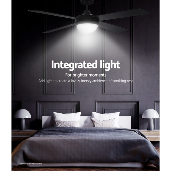 Devanti 52'' Ceiling Fan w/Light w/Remote Timer - Black freeshipping - Awezingly