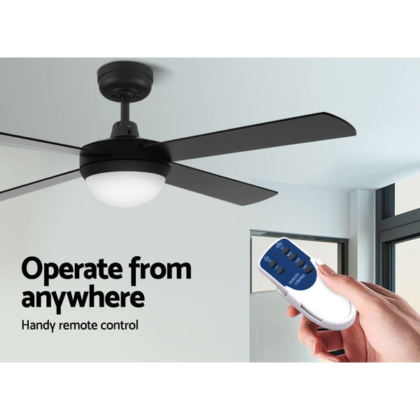 Devanti 52'' Ceiling Fan w/Light w/Remote Timer - Black freeshipping - Awezingly