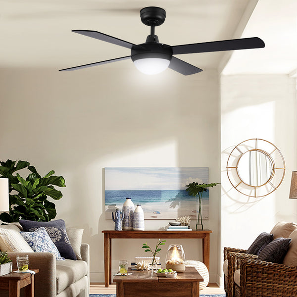 Devanti 52'' Ceiling Fan w/Light w/Remote Timer - Black freeshipping - Awezingly