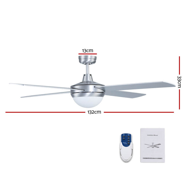 Devanti 52'' Ceiling Fan w/Light w/Remote Timer - Silver freeshipping - Awezingly