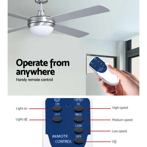 Devanti 52'' Ceiling Fan w/Light w/Remote Timer - Silver freeshipping - Awezingly