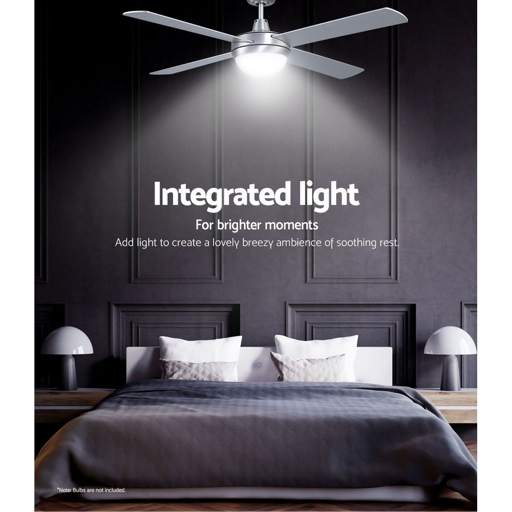 Devanti 52'' Ceiling Fan w/Light w/Remote Timer - Silver freeshipping - Awezingly