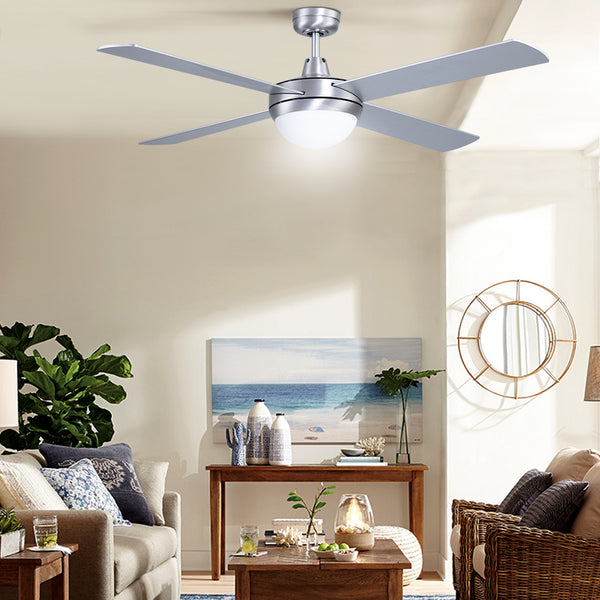 Devanti 52'' Ceiling Fan w/Light w/Remote Timer - Silver freeshipping - Awezingly