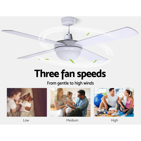 Devanti 52'' Ceiling Fan w/Light w/Remote Timer - White freeshipping - Awezingly