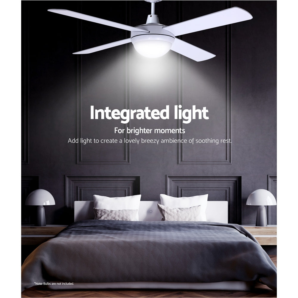 Devanti 52'' Ceiling Fan w/Light w/Remote Timer - White freeshipping - Awezingly