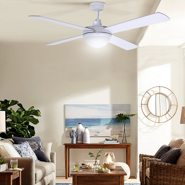 Devanti 52'' Ceiling Fan w/Light w/Remote Timer - White freeshipping - Awezingly