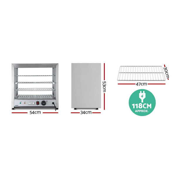 Devanti Commercial Food Warmer Pie Hot Display Showcase Cabinet Stainless Steel freeshipping - Awezingly