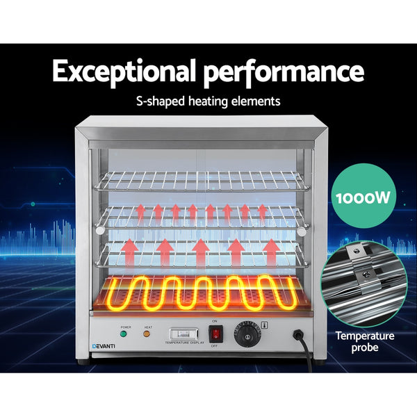 Devanti Commercial Food Warmer Pie Hot Display Showcase Cabinet Stainless Steel freeshipping - Awezingly