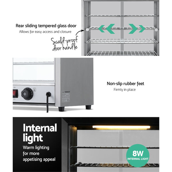 Devanti Commercial Food Warmer Pie Hot Display Showcase Cabinet Stainless Steel freeshipping - Awezingly