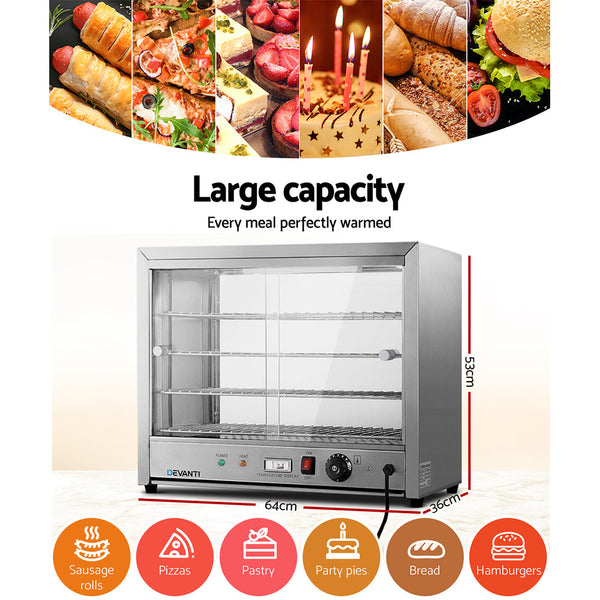 Devanti Commercial Food Warmer Electric Pie Hot Display Showcase Cabinet 4 Tier Devanti