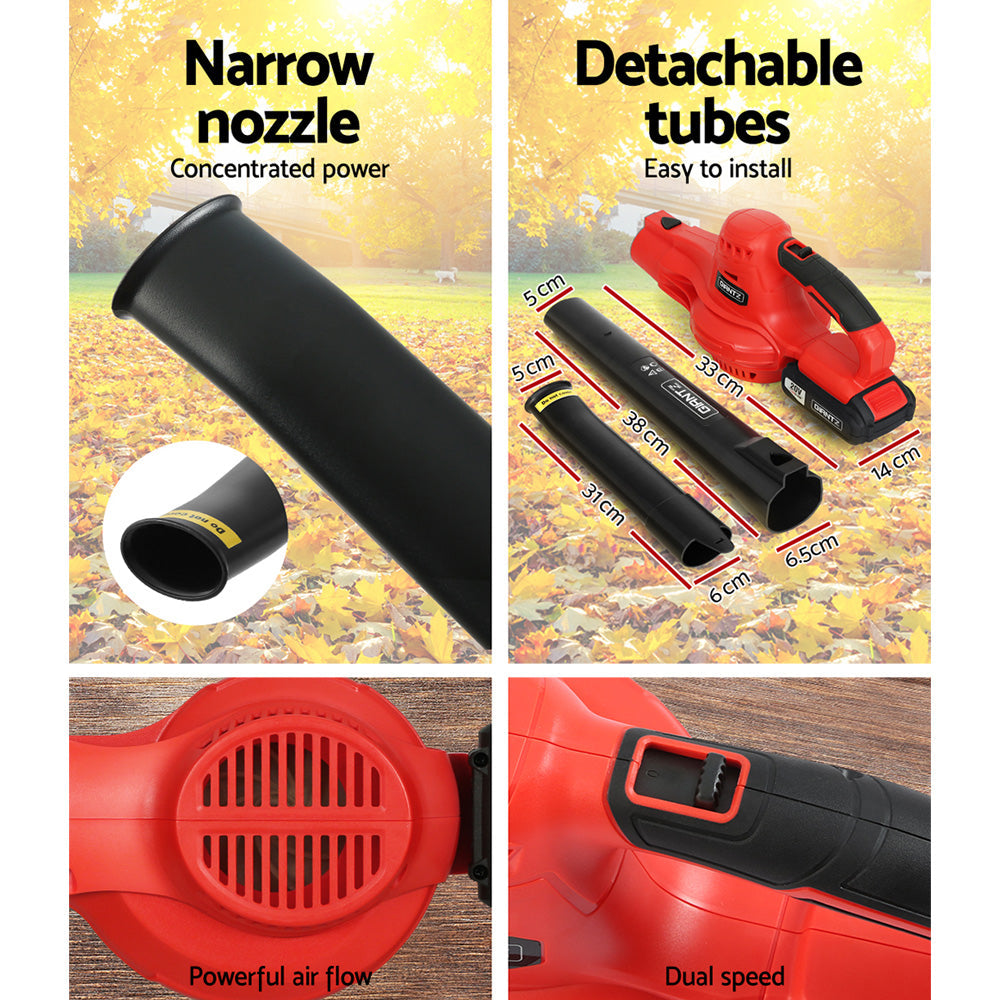 Giantz 20V Cordless Leaf Blower Garden Lithium Electric Battery Nozzles 2-Speed Giantz