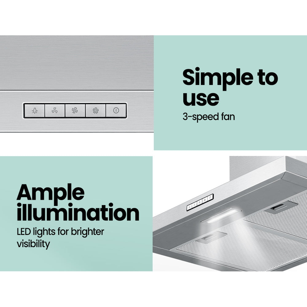 Comfee Rangehood 600mm 60cm Range Hood Stainless Steel Kitchen Canopy LED Light Comfee