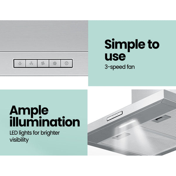 Comfee Rangehood 600mm 60cm Range Hood Stainless Steel Kitchen Canopy LED Light Comfee