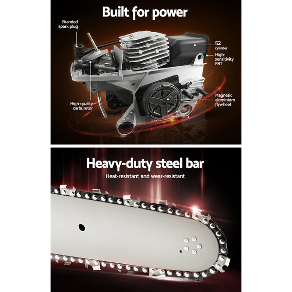 Giantz 88cc Commercial Petrol Chainsaw E-Start 24 Bar Pruning Chain Saw Giantz