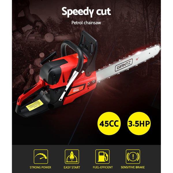 Giantz Petrol Chainsaw Chain Saw E-Start Commercial 45cc 16'' Top Handle Tree Giantz