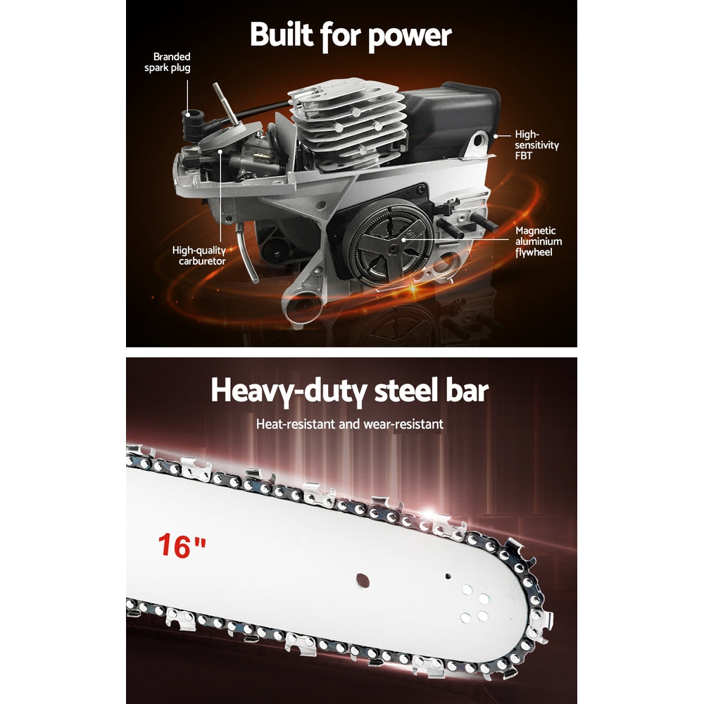 Giantz Petrol Chainsaw Chain Saw E-Start Commercial 45cc 16'' Top Handle Tree Giantz