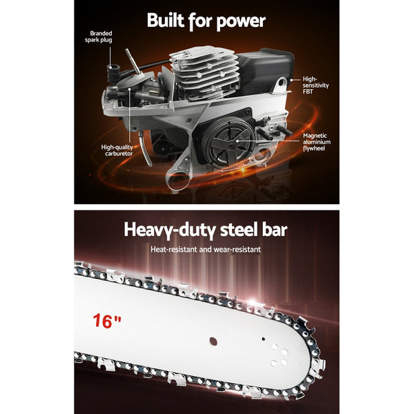 Giantz Petrol Chainsaw Chain Saw E-Start Commercial 45cc 16'' Top Handle Tree Giantz