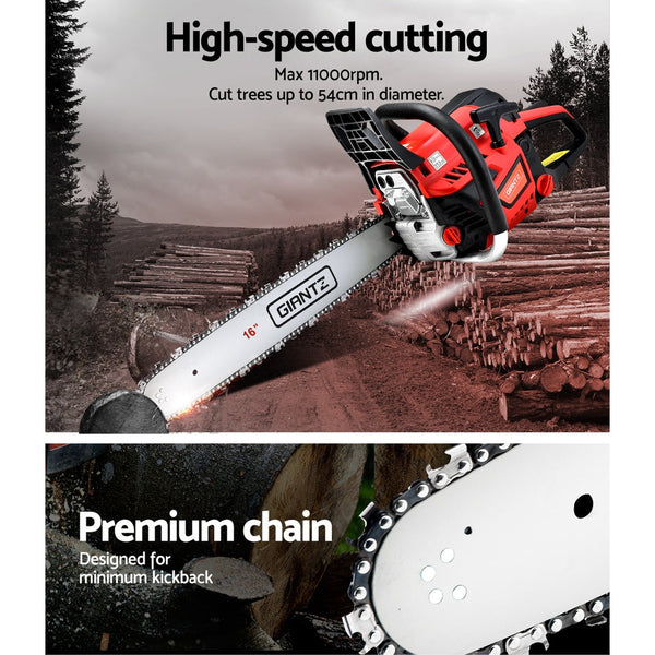 Giantz Petrol Chainsaw Chain Saw E-Start Commercial 45cc 16'' Top Handle Tree Giantz