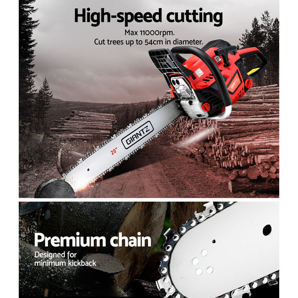 Giantz 52 CC Chainsaw Petrol Pruning Chain Saw Top Handle Commercial E-Start Giantz