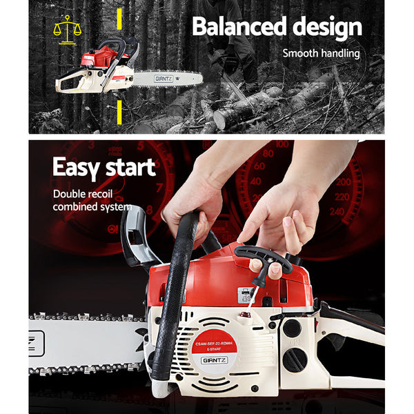 Giantz Petrol Chainsaw Commercial E-Start 18'' Giantz
