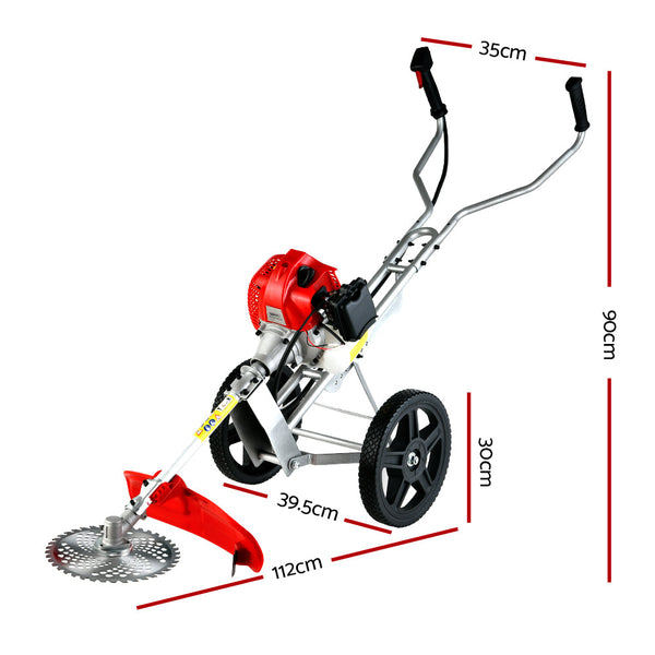 Giantz 62cc Petrol Brush Cutter Whipper Saw Trimmer 2 Stroke 3-in-1 Wheel Giantz