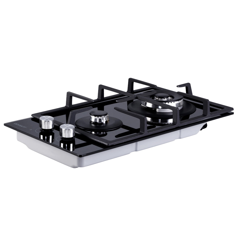 Devanti Gas Cooktop 30cm Gas Stove Cooker 2 Burner Cook Top Konbs NG LPG Black Devanti
