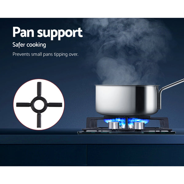 Devanti Gas Cooktop 30cm Gas Stove Cooker 2 Burner Cook Top Konbs NG LPG Black Devanti