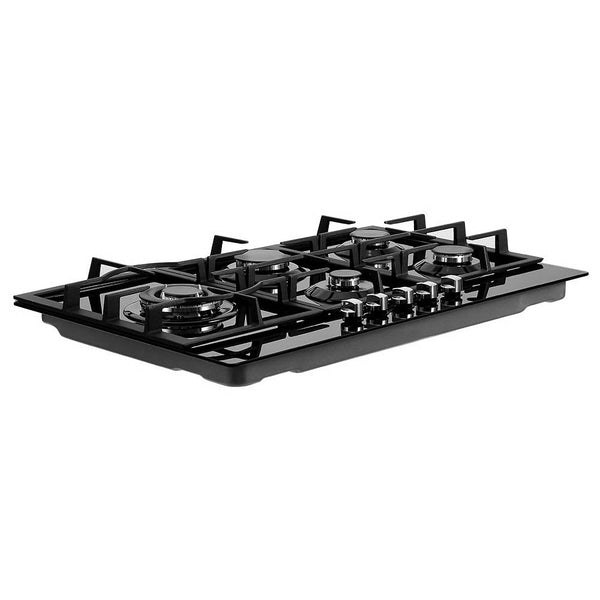 Devanti Gas Cooktop 90cm 5 Burner Stove Hob Cooker Kitchen NG LPG Black Glass Devanti