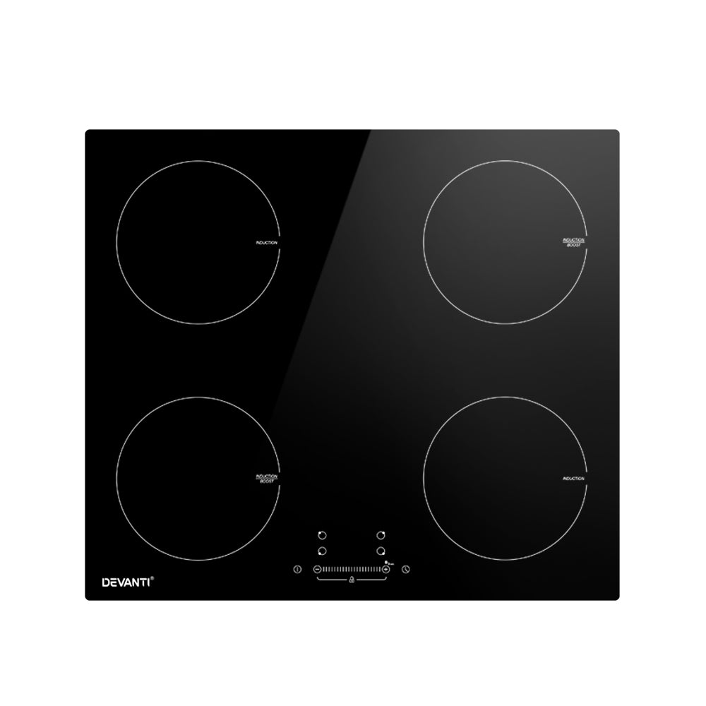 Devanti Electric Induction Cooktop 60cm Ceramic 4 Zones Stove Cook Top Hot Plate Devanti