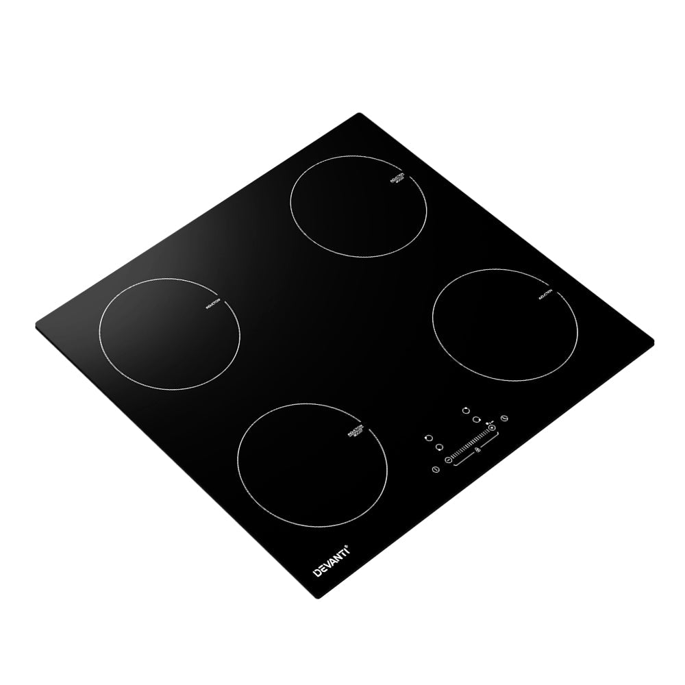 Devanti Electric Induction Cooktop 60cm Ceramic 4 Zones Stove Cook Top Hot Plate Devanti
